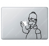 Sticker Apple Homer Simpson croque la pomme pour Macbook
