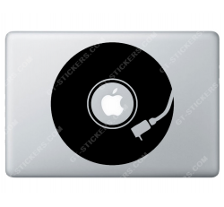 Stickers Apple Disque Vinyle DJ pour Macbook - Taille : 179x141 mm
