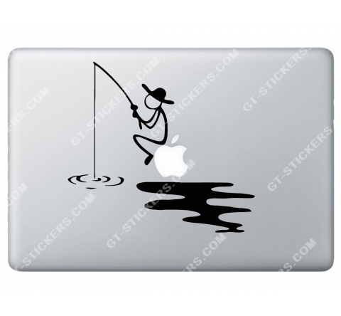 Stickers Apple Pêcheur pour Macbook - Taille : 198x180 mm