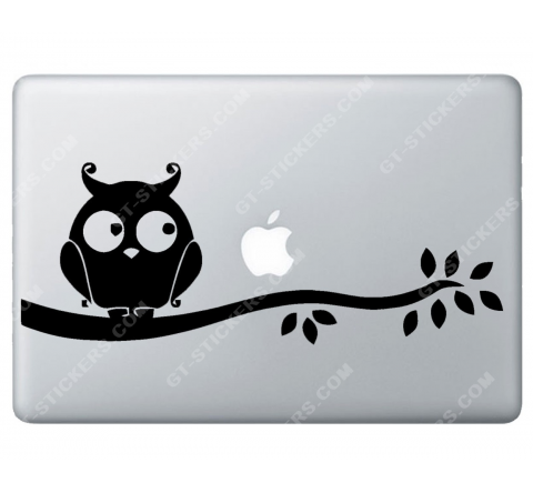 Sticker Apple Hibou pour Macbook - Taille : 306x115 mm