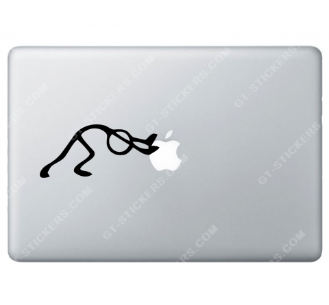 Sticker Apple Stickman Pousse pour Macbook - Taille : 106x47 mm