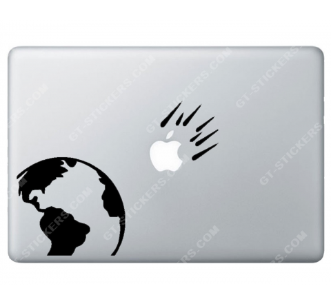 Sticker Apple Météore vers la terre pour Macbook - Taille : 210x161 mm