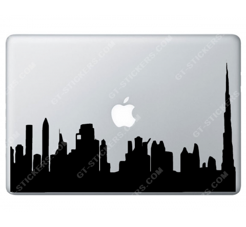 Sticker Apple Panorama de dubaï pour Macbook - Taille : 298x80 mm