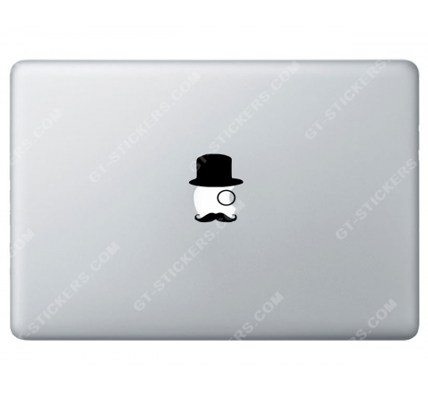 Sticker Apple Gentleman à moustaches pour Macbook - Taille : 69x55 mm