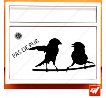 Sticker déco de boite aux lettres - oiseaux sur une branche STOP PUB 