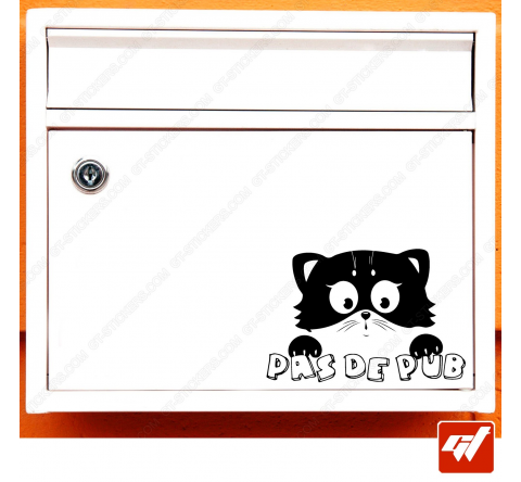 Sticker déco de boite aux lettres - chat chaton anime manga Stop pas de pub
