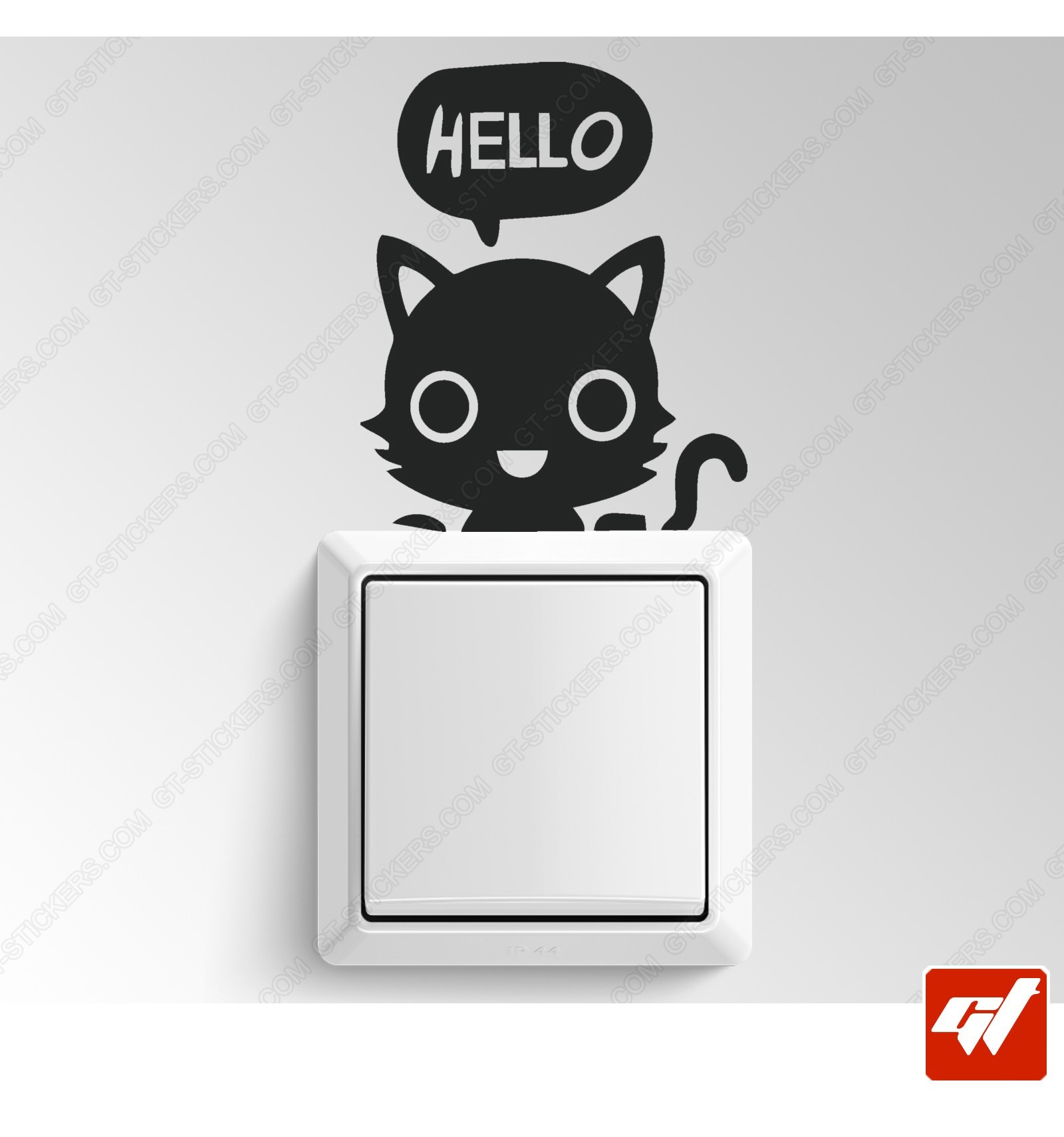 Sticker déco interrupteur pas cher - chat hello manga - Gamme 3M Pro -  GTStickers