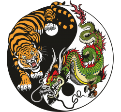 Autocollant Ying Yang Tigre et Dragon