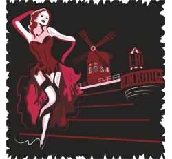 Autocollant Paris Moulin Rouge Vintage