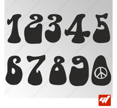 3X Stickers Numéros au choix - Style Hippie