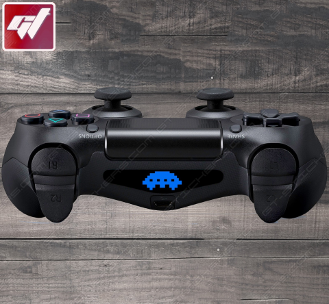 4X Stickers PS4 LIGHT BAR - Space Invaders soucoupe volante ovni ufo 