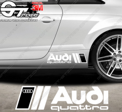 Kit 2x Stickers Audi Quattro Design Bicolores - Stickers Audi