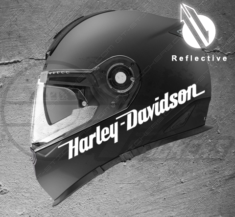 STICKER REFLECHISSANT PERSONNALISE HARLEY HD BIKER CASQUE MOTO SCOOTER SECURITE 