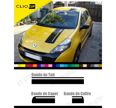 Stickers Bandes Capot, Coffre et Toit CLIO CUP - Stickers Renault