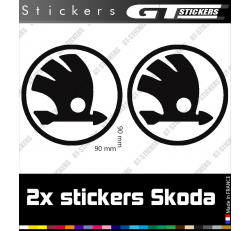 2 Stickers Logo Skoda 90 mm - Stickers Skoda