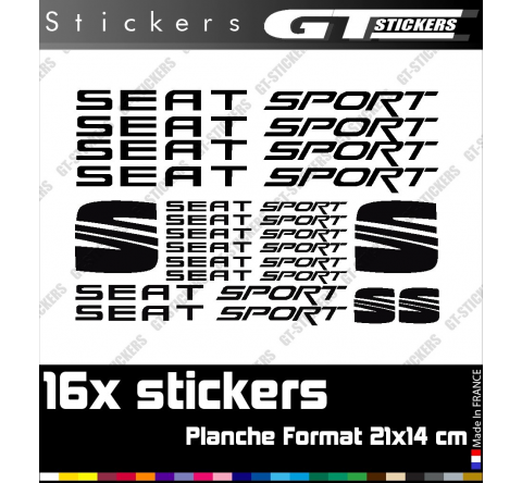 16 Stickers Seat Sport + Logo Seat