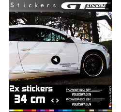 2 Stickers VW Powered By Volkswagen 340 mm