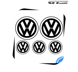 5 Stickers Logo alternative VW Volkswagen 100 mm et 60 mm