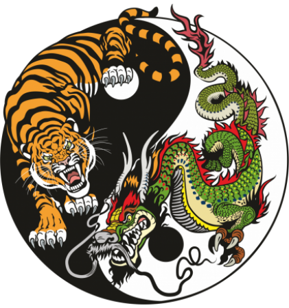Autocollant Ying Yang Tigre et Dragon