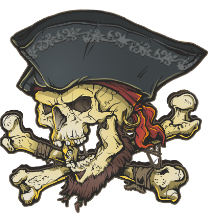 Autocollant Tête De Mort Pirate - Stickers Tetes de Mort