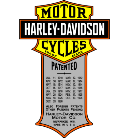 Autocollant Moto Harley Davidson Patented Vintage